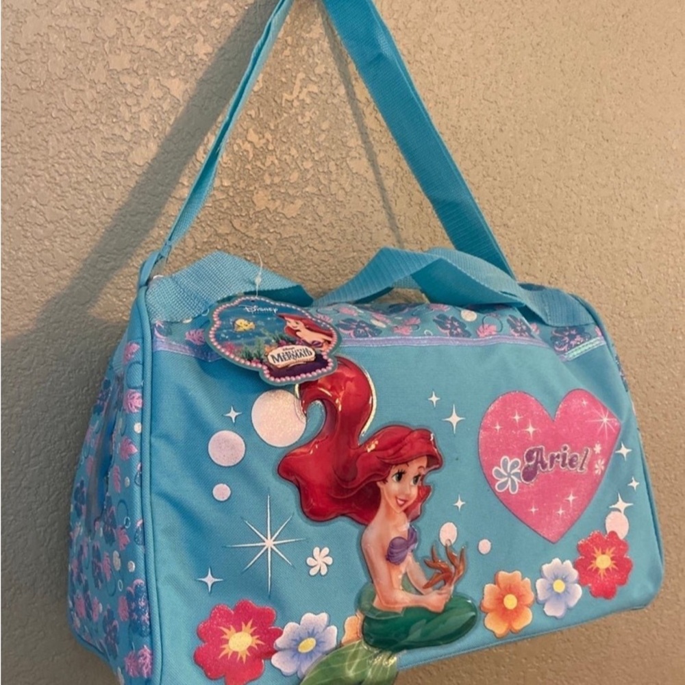 Disney ARIEL The Little Mermaid Duffle Bag Luggage Travel Bag 16”x10”x10”
